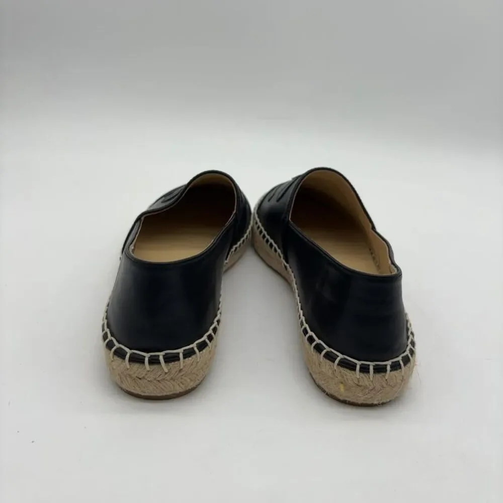 CHANEL Black Leather Flats